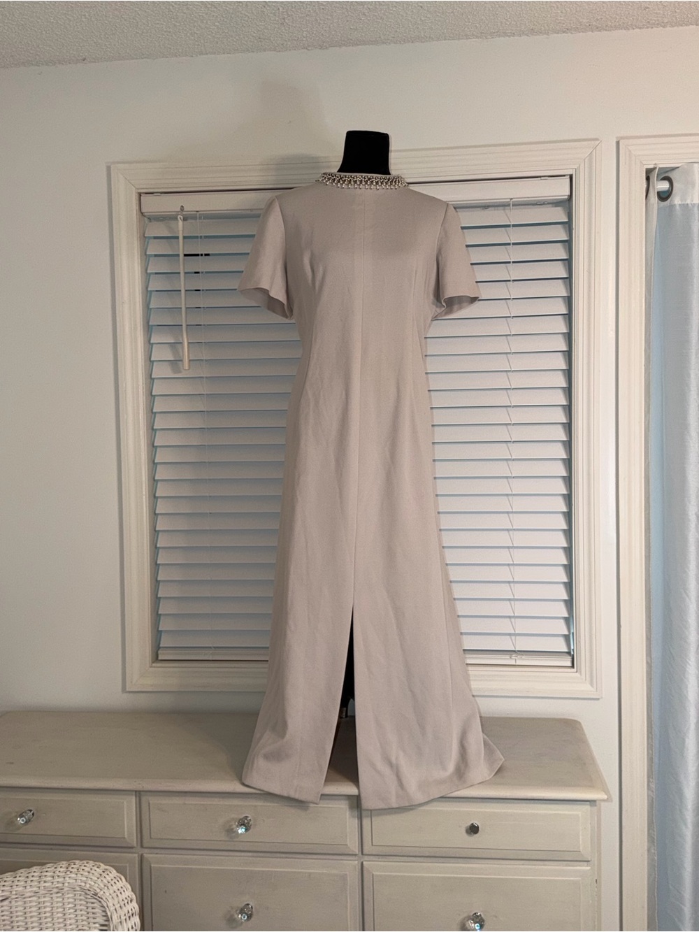Vintage Handmade 70’s, Grey Silver Floor Length Maxi Type Dress Size XL